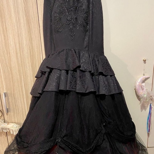 Gothic mermaid skirt 2 in 1 Punkrave used, black and red, size XS