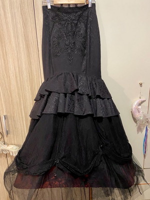 Gothic mermaid skirt 2 in 1 Punkrave used, black and red, size XS
