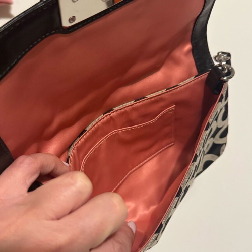 Coach Kristin Black Gray Op Art Signature wristlet bag like new