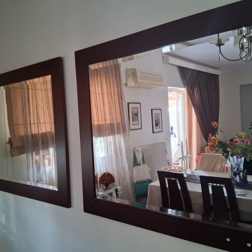 Wall mirrors set of two with dark brown wooden frames like new