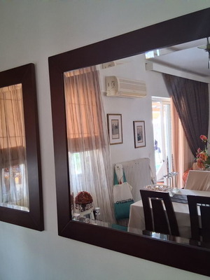 Wall mirrors set of two with dark brown wooden frames like new