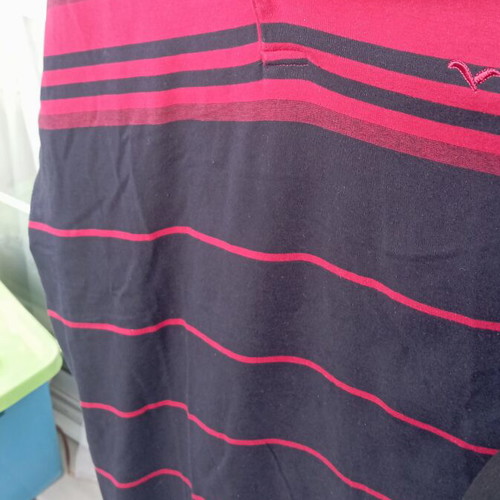 Revmo men's shirt 5XL like new, black and red stripes, short sleeve