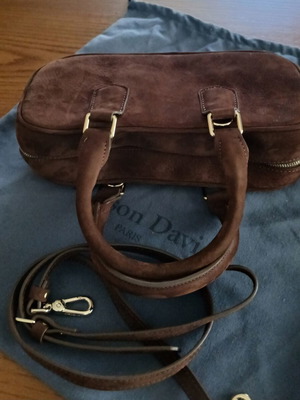 Maison Devid Pares crossbody bag new, genuine nubuck leather, dark chocolate