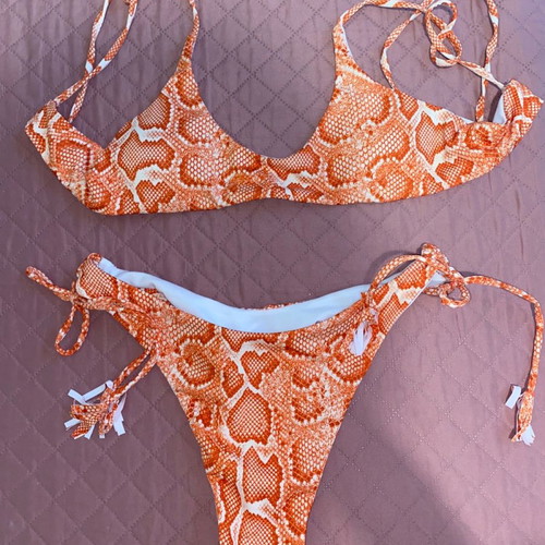 Bikini swimsuit with snake pattern