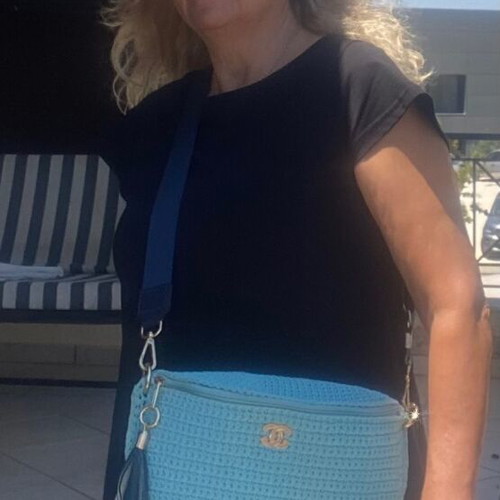 Handmade knitted crossbody bag turquoise, new