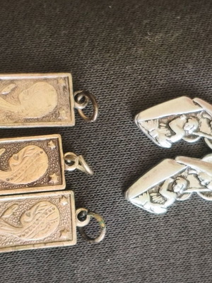 Old silver used like new, all together, gray and gold