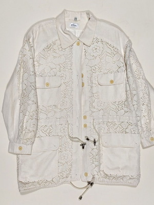Linen parka white XL used with cotton lace and lining