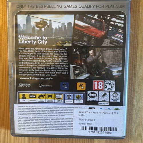 GTA 4 PS3 Platinum game with map