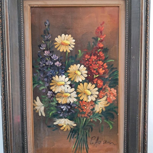Flower painting used, signed, 70x50 cm