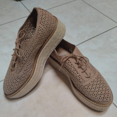 Oxfords platforms genuine leather shoes size 37 beige