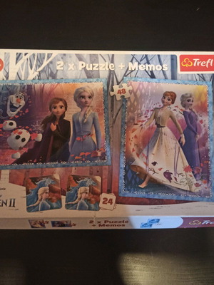 Trefl Frozen 2 puzzle used, 2 puzzles and 24 memory cards