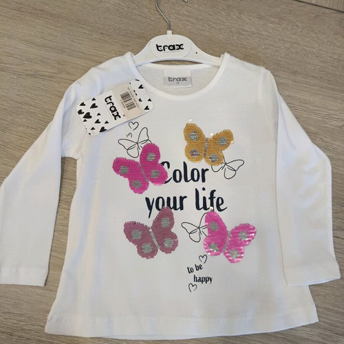 Girl's thin blouse new No 1 years Trax with sequin butterflies