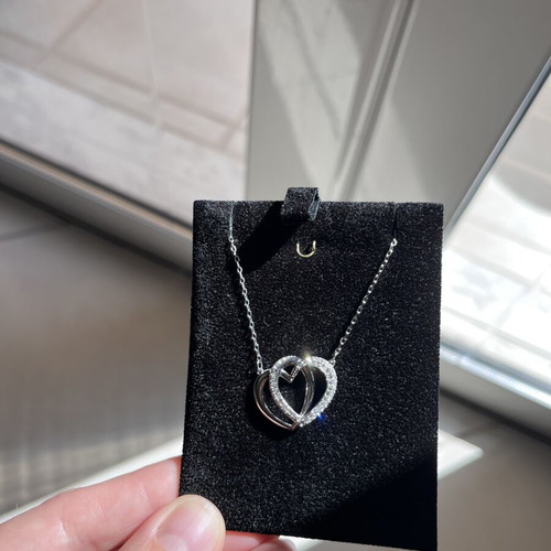 Swarovski Heart Necklace with Crystals, silver