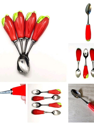 Pomodoro Showa Fruit Spoons Set of 4 New, Tomato-Shaped