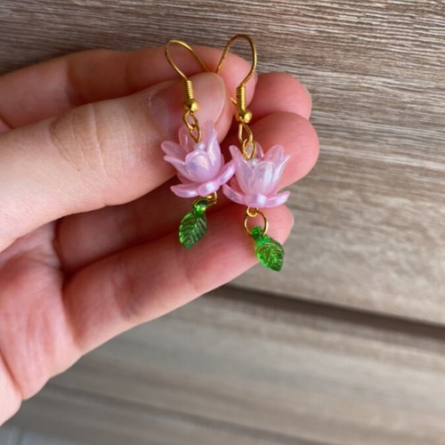 Handmade pink earrings inspired by Barbie fairytopia