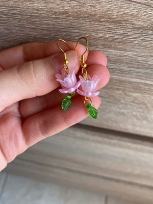 Handmade pink earrings inspired by Barbie fairytopia