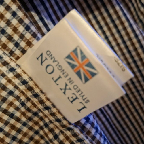 Lexton London men's long-sleeve shirt size M like new with check pattern
