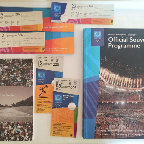 Athens Olympics 2004 collectible lot used with DVD, tickets, souvenirs