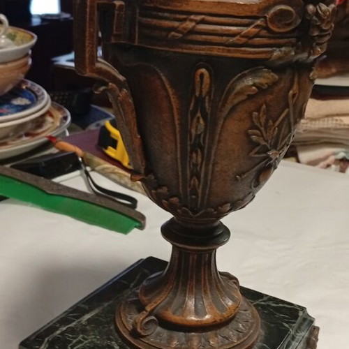 Decorative French Neoclassical urn pair, late 19th to early 20th century