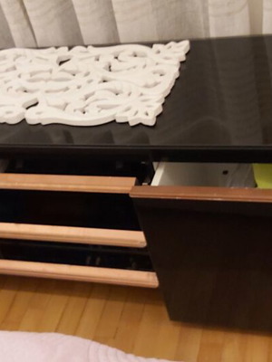 Ikea sideboard black with glass top, like new