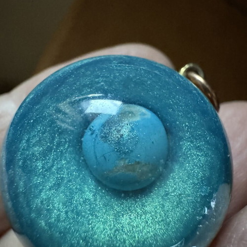 Orgonite pendant with copper, resin and turquoise stone like new
