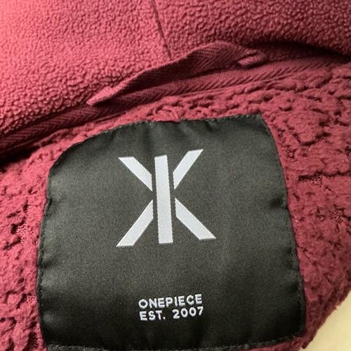 Onepiece unisex jumpsuit used burgundy fleece with hood size S