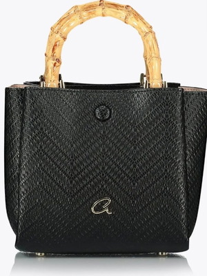 Axel handbag with bamboo handles new, black synthetic leather