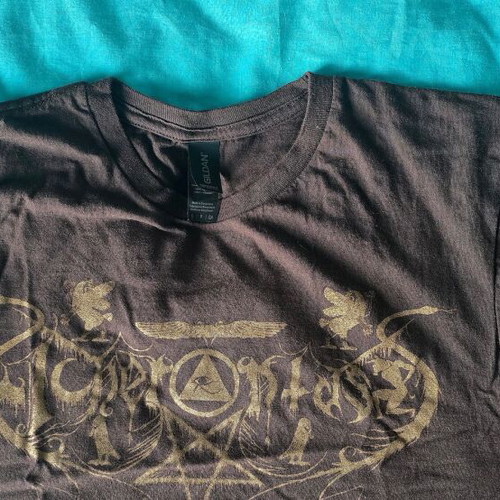 Acherontas T-shirt, size Small, dark brown with gold, Gildan