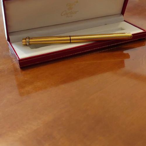 Must de Cartier gold plated ballpoint pen used with original box