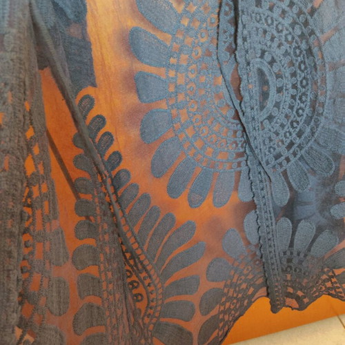 Blue tunic one size like new, airy with embroidery