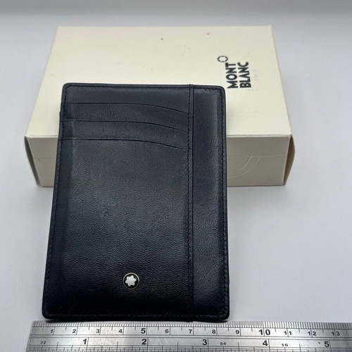 Montblanc leather card holder with metal clip like new, black