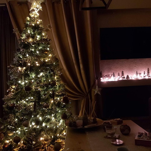 Christmas tree with lights and decorations
