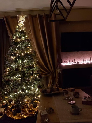 Christmas tree with lights and decorations