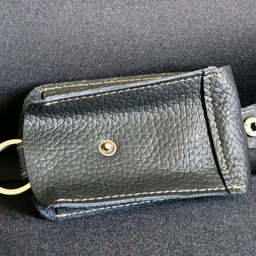 Leather key wallet used, dark blue