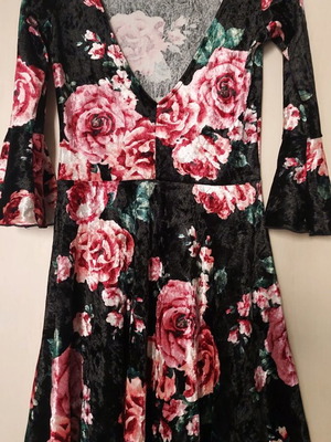 Velvet floral dress new with bell sleeve multicolor