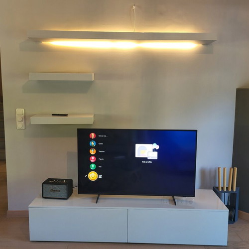 TV unit with cabinet and shelves, like new, gray lacquer finish