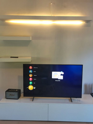 TV unit with cabinet and shelves, like new, gray lacquer finish
