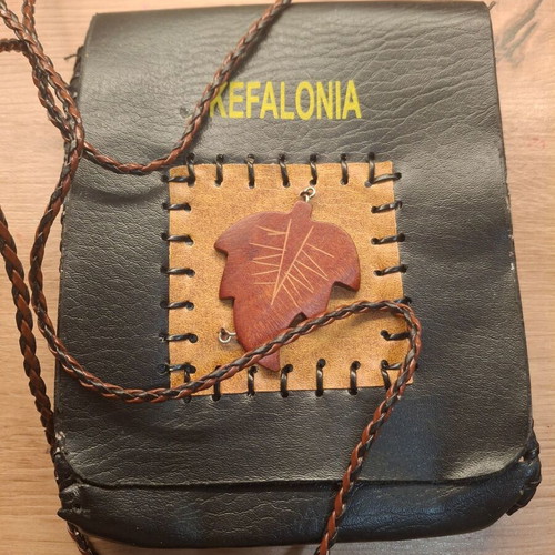 Leather crossbody bag, black