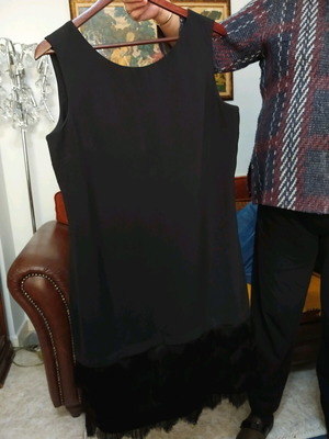 Forel luxury dress size 52 like new, black with fringes