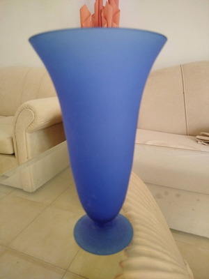 Blue opaline column vase like new