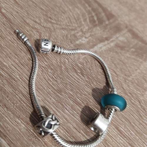 Pandora 925 Silver Chain Set with 3 Charms used