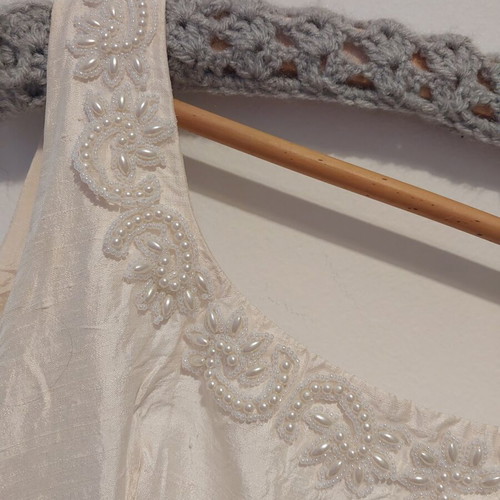 Vintage cocktail dress used with embroidered beads, A-line