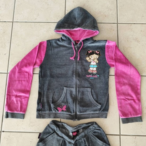 Tutti cuti girls' tracksuit size 12 like new, gray and pink