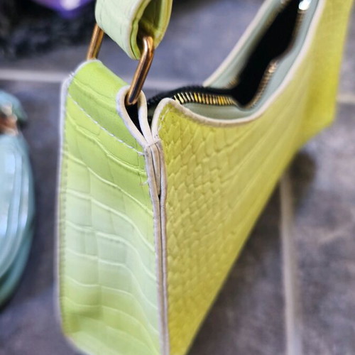 Green used handbag