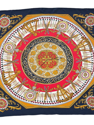 Silk scarf with vintage astronomy and navigation print, like new