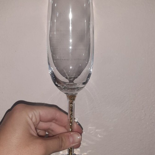 Iris crystal champagne glasses new, unused set of 2