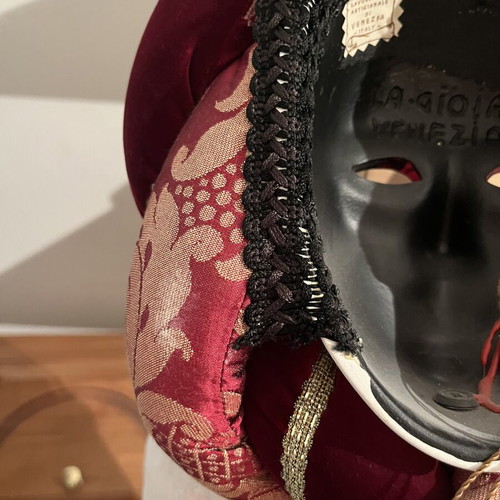 Venetian mask Jester Joker type with rod, like new, La Gioia Venezia