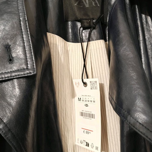 Zara leather trench coat new, blue, size M