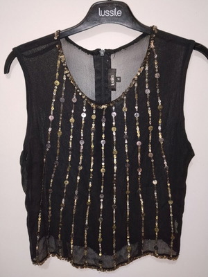 Lussile transparent top with sequins, like new, size M