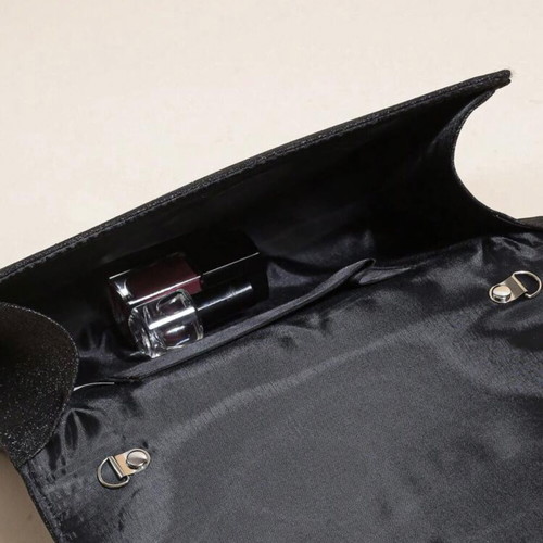 Evening bag hand-held like new, black with chain
